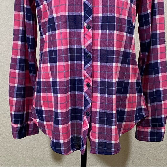 Passport sz:L Pink Plaid Button Down Top Long Sleeve - Picture 7 of 14